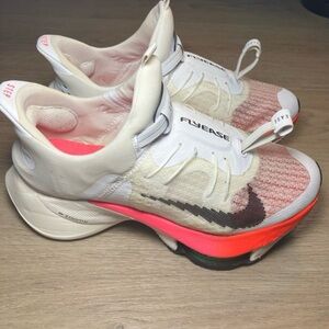 Nike White and Pink FlyEase Athletic Shoes